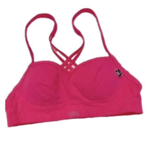 VSX VICTORIAS SECRET Sports Exercise Workout Criss Cross Halter Hot Pink Bra 32A - Picture 4 of 14